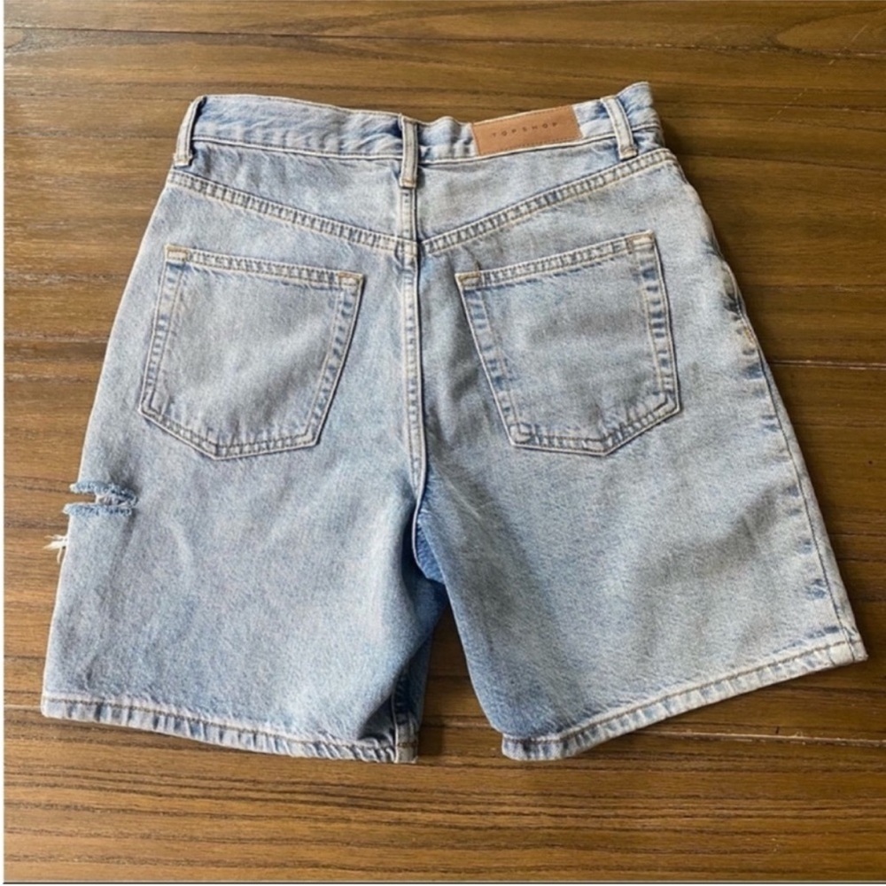 Topshop Editor high rise mid length denim shorts - Picture 5 of 14